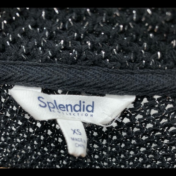 New! Splendid Collection contrast trim metallic knit scoop neck sweater, XS - Picture 5 of 8